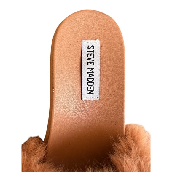 Steve Madden Women's Size 8M Shoes Tan Slides Fur Lined Comfort Sandals - Picture 4 of 10